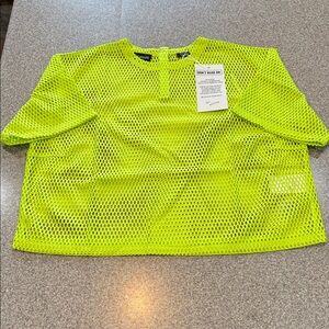 Wildfang The Empower Mesh Boxy Top, Short Sleeve, Neon, Sz S, NWT